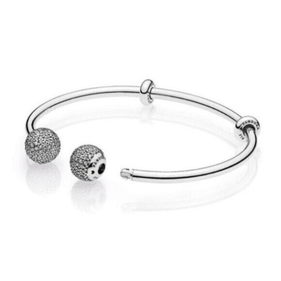 ✅Pandora Women's Silver Bangle with Cubic Zirconia S925 Round Bracelet - Picture 2 of 6